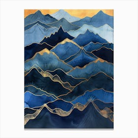 Mountains In Blue And Gold 1 Canvas Print