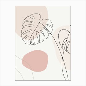 Abstract Flower Botanical Pink Line  Canvas Print