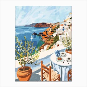 Travel Poster Happy Places Santorini 3 Canvas Print