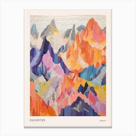 Zugspitze Germany 2 Colourful Mountain Illustration Poster Canvas Print