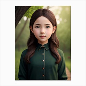 Girl in Green dress Canvas Print