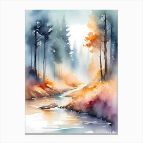 Watercolor Of A River 3 Canvas Print