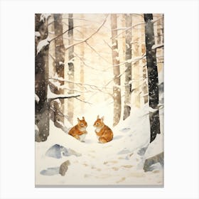 Winter Watercolour Chipmunk 10 Canvas Print