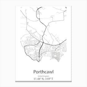 Porthcawl,United Kingdom Minimalist Map Leinwandbild