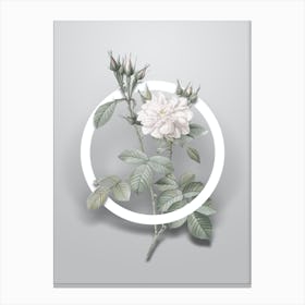 Vintage Autumn Damask Rose Minimalist Floral Geometric Circle on Soft Gray n.0494 Canvas Print