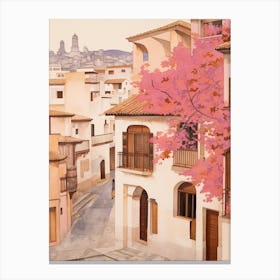 Granada Spain 3 Vintage Pink Travel Illustration Canvas Print