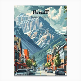 Banff Alberta Canada Rockies Digital Travel Illustration Canvas Print