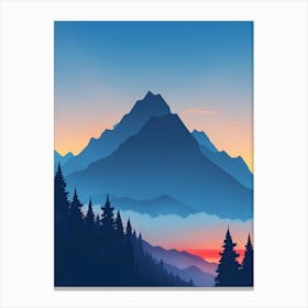 Misty Mountains Vertical Composition In Blue Tone 182 Canvas Print