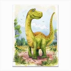 Cute Cartoon Iguanodon Dinosaur 1 Canvas Print