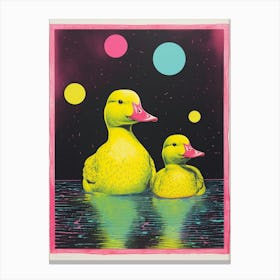 Duckling & Dots Circle 4 Canvas Print