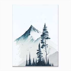 Mountain And Forest In Minimalist Watercolor Vertical Composition 148 Canvas Print
