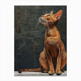 Abyssinian Cat Relief Illustration 4 Canvas Print
