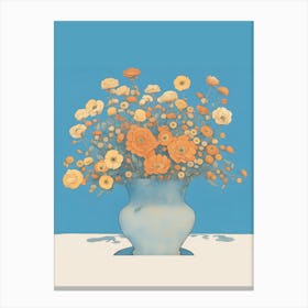 Orange Flowers In A Vase Canvas Print