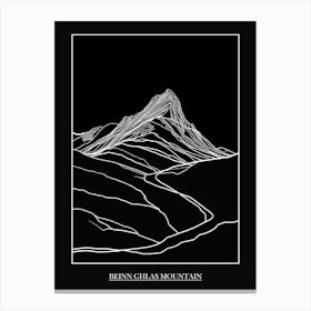 Beinn Ghlas Mountain Line Drawing 2 Poster Canvas Print