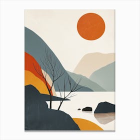 Lakeland Landscape, Scandinavian Simplicity Canvas Print