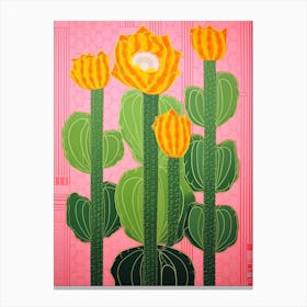 Mexican Style Cactus Illustration Nopal Cactus 3 Canvas Print