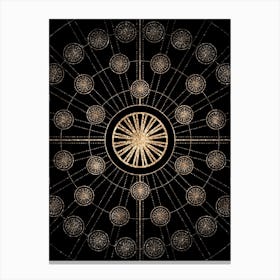 Geometric Glyph Radial Array in Glitter Gold on Black n.0106 Canvas Print
