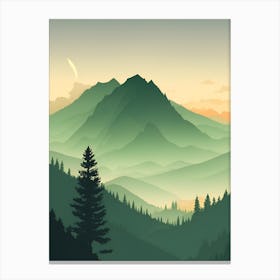 Misty Mountains Vertical Composition In Green Tone 101 Canvas Print