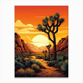  Retro Illustration Of A Joshua Tree At Dusk In Desert 2 Canvas Print