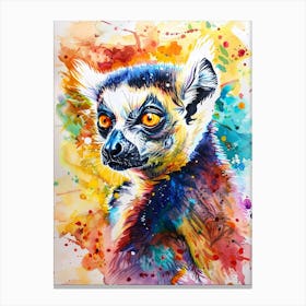 Lemur Colourful Watercolour 2 Canvas Print