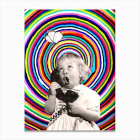 A child - telephone - retro - photo montage Canvas Print