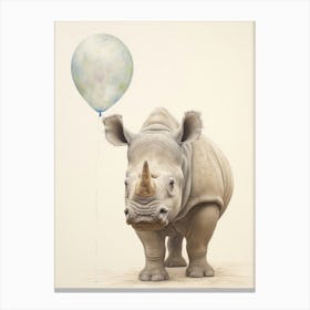 Rhino & A Balloon Illustration Canvas Print