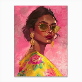 Asian Girl In Sunglasses Canvas Print