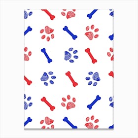 Blue And Red Paws Canvas Print