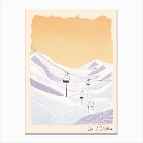 Poster Of Les 3 Vallees   France, Ski Resort Pastel Colours Illustration 1 Canvas Print