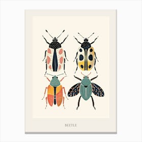 Colourful Insect Illustration Beetle 1 Poster Canvas Print