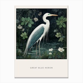 Ohara Koson Inspired Bird Painting Great Blue Heron 5 Poster Canvas Print
