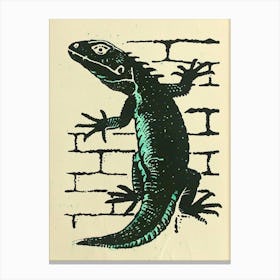 Lizard On The Brick Wall Bold Block 2 Canvas Print