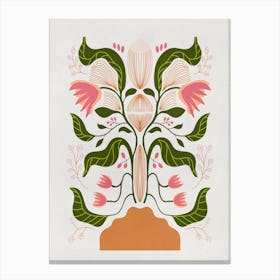 Floral Folk Art Canvas Print