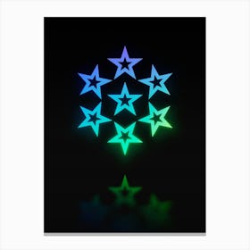 Neon Blue and Green Abstract Geometric Glyph on Black n.0089 Canvas Print