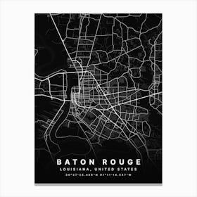 Baton Rouge Louisiana USA Black Map Canvas Print