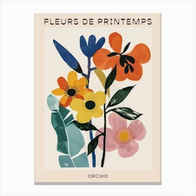 Spring Floral French Poster  Orchid 3 Canvas Print