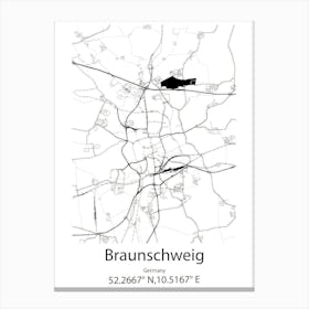 Braunschweig,Germany Minimalist Map Canvas Print