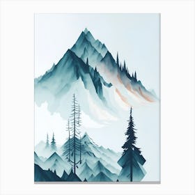 Mountain And Forest In Minimalist Watercolor Vertical Composition 305 Canvas Print