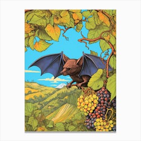 Fruit Bat Floral Vintage Illustration 4 Canvas Print