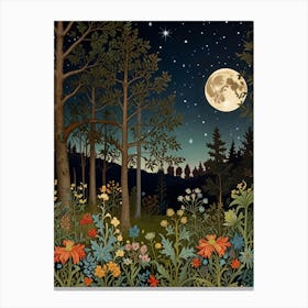 Moonlight In The Forest Style William Morris 14 Canvas Print