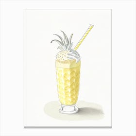 Pineapple Milkshake Dairy Food Pencil Illustration 1 Canvas Print