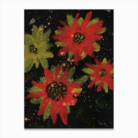 Sunflowers At Night painted by Little Artist O.D.R Canvas Print