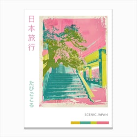 Japan Pink Scene Duotone Silkscreen Poster 1 Canvas Print