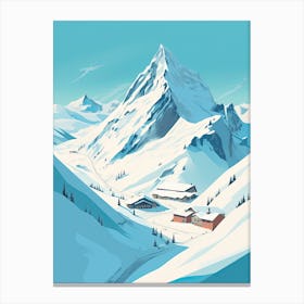Val D Isere   France, Ski Resort Illustration 1 Simple Style Canvas Print