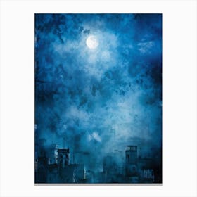 Abstract Grunge Pattern Backlit By A Luminous Moon Cutting Through A Foggy Night Sky Texture Palpa Canvas Print