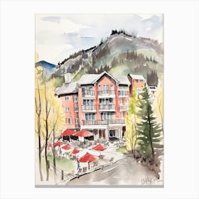 Little Nell Hotel   Aspen, Colorado   Resort Storybook Illustration 3 Canvas Print