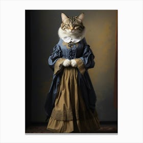 Cat in an old dress 2 Canvas Print