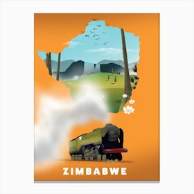 Zimbabwe Locomotive Travel map Canvas Print