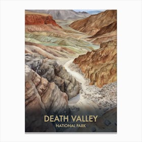 Death Valley National Park Watercolour Vintage Travel Poster 3 Canvas Print