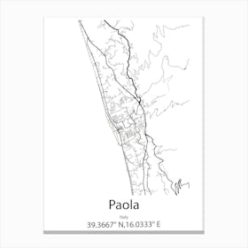 Paola,Italy Minimalist Map Canvas Print